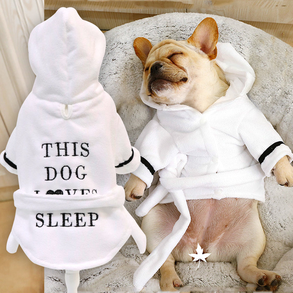 "This dog loves sleep" shower robe