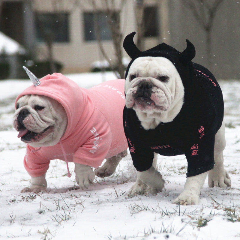 Devil and unicorn dog hoodie