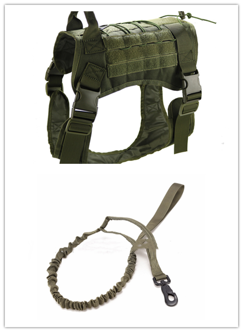 Tactical dog vest with leash bundle