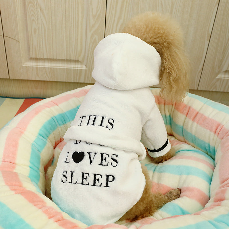 "This dog loves sleep" shower robe